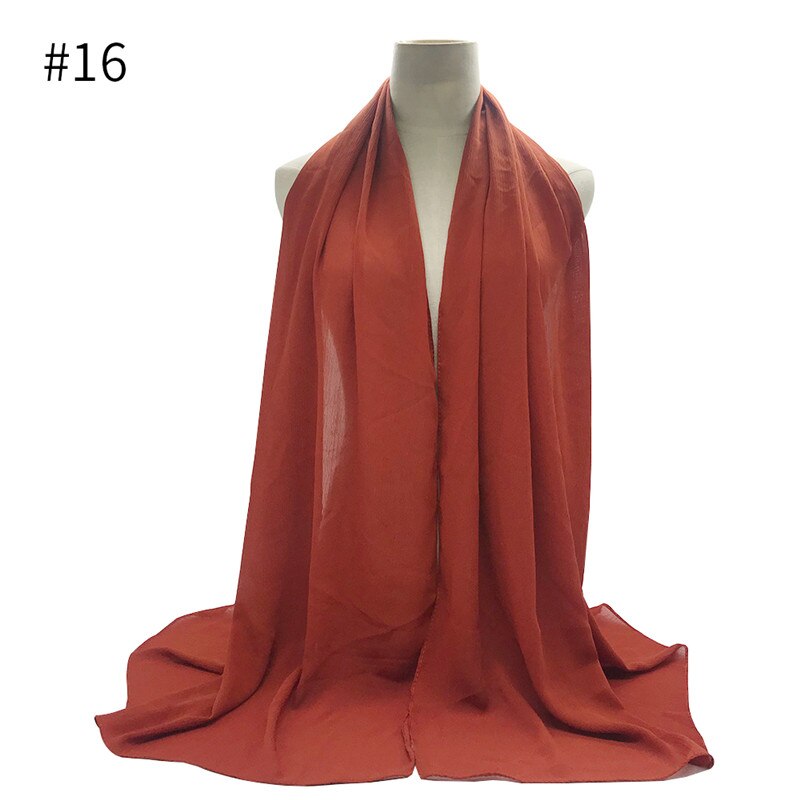 crêpe mousseline hijab écharpe magnifique solide foulards musulmans 10 pièces rides foulards de: 16