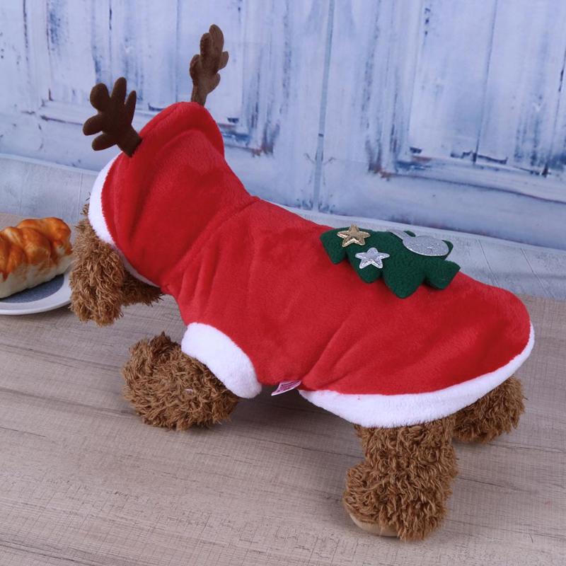 Kerst hondenkleding rode jas patroon hond huisdier fleece hondenkleding hondenjas kerst schattige huisdier puppy eland capuchon warme jas
