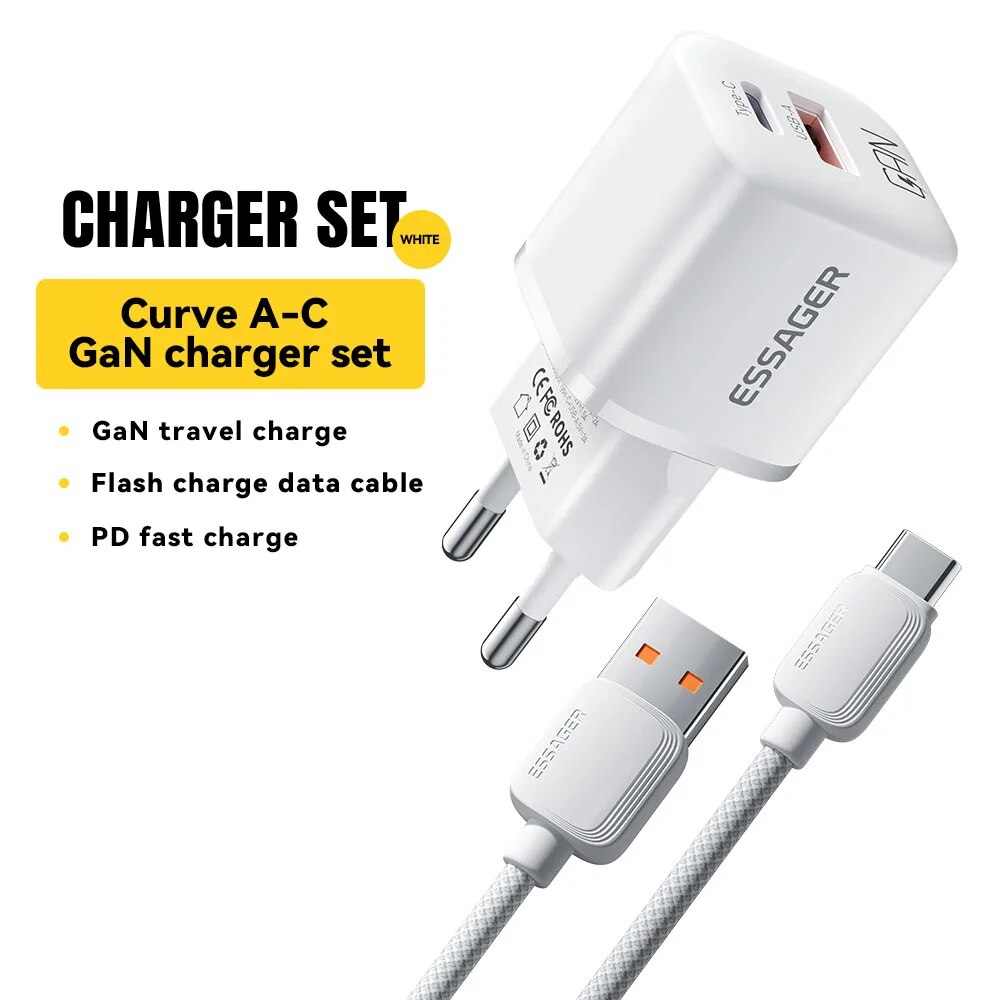 Essager 20W GaN USB tipo C cargador PD carga rápida teléfono QC 3,0 cargadores rápidos para iPhone 14 13 12 11 Pro Max Mini iPad carga: CH