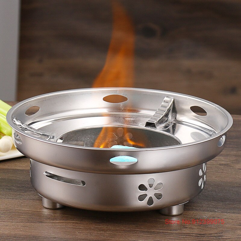 24Cm Kleine Pot Alcohol Heater Rvs Outdoor Bbq Camping Winddicht Kookgerei Kachel Hotel Buffet Calorifier