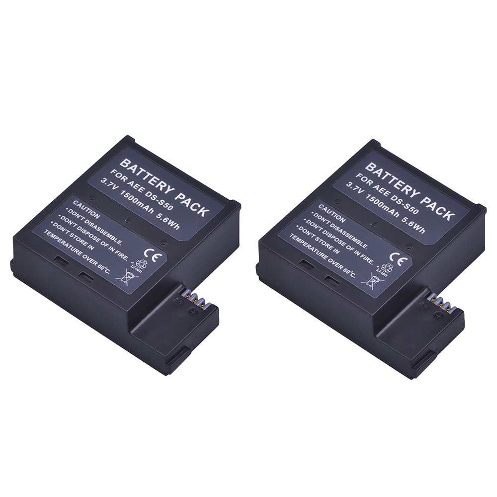 Batmax 2 pièces 1500 mAh DS-S50 DSS50 S50 Batteries Accu pour AEE DS-S50 S50 Batterie AEE D33 S50 S51 S60 S71 S70 Caméras