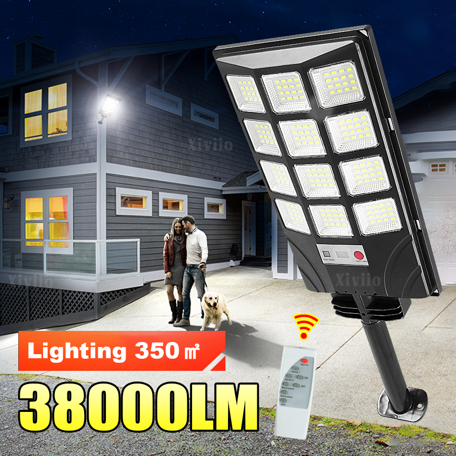 Stor ekstern solcellelampe gatelys med bevegelsessensor 5 moduser utendørs solcellelampe hagehage solcelledrevet spotlight vegglampe