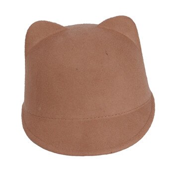 100% wełna dziewczyny kapelusz fedora zima czarne rogi diabła urocze kocie uszy zwierząt derby melonik piękny czapka dla Childrend prezent: khaki