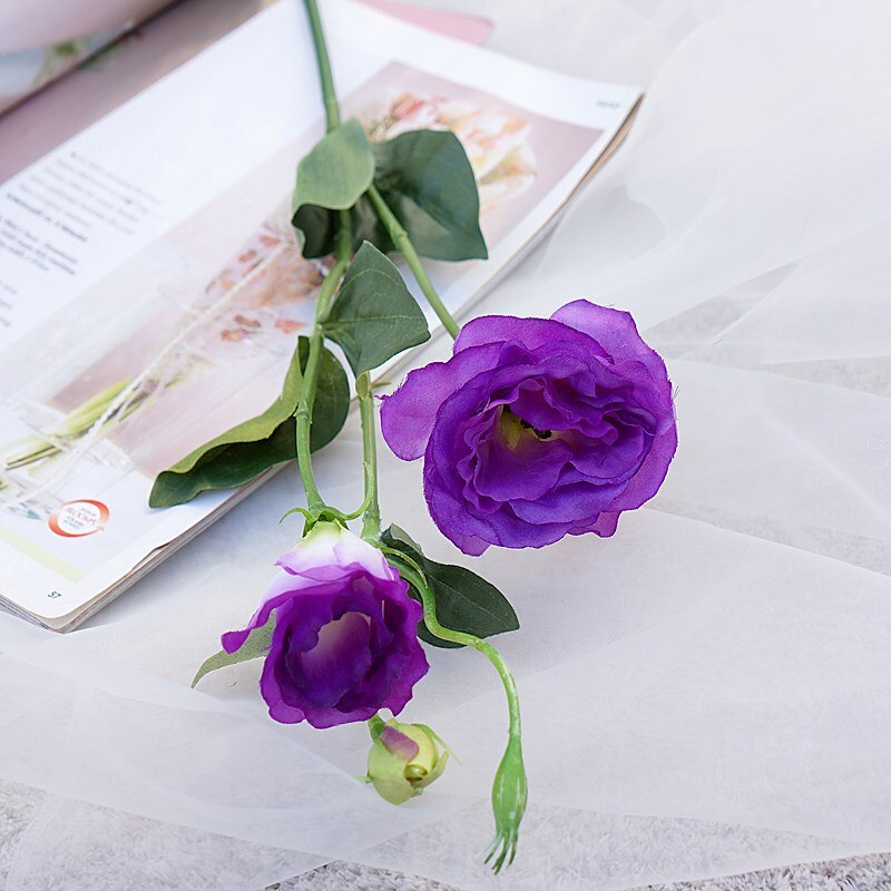 Hvid lisianthus kunstige silke blomster hjemme bord indretning fotografering blomster blomsterartikler