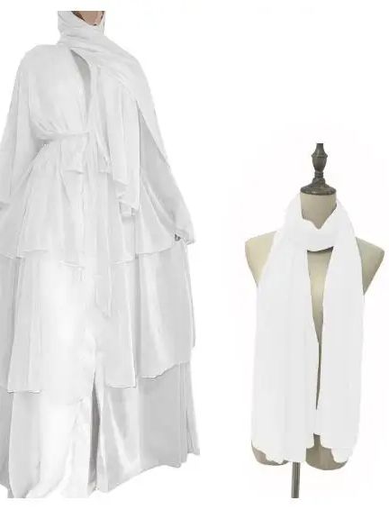 Chiffon Open Abaya Dubai Turkey Kaftan Muslim Cardigan Abayas Dresses For Women Casual Robe Kimono Femme Caftan Islam Clothing: XL / WHITE
