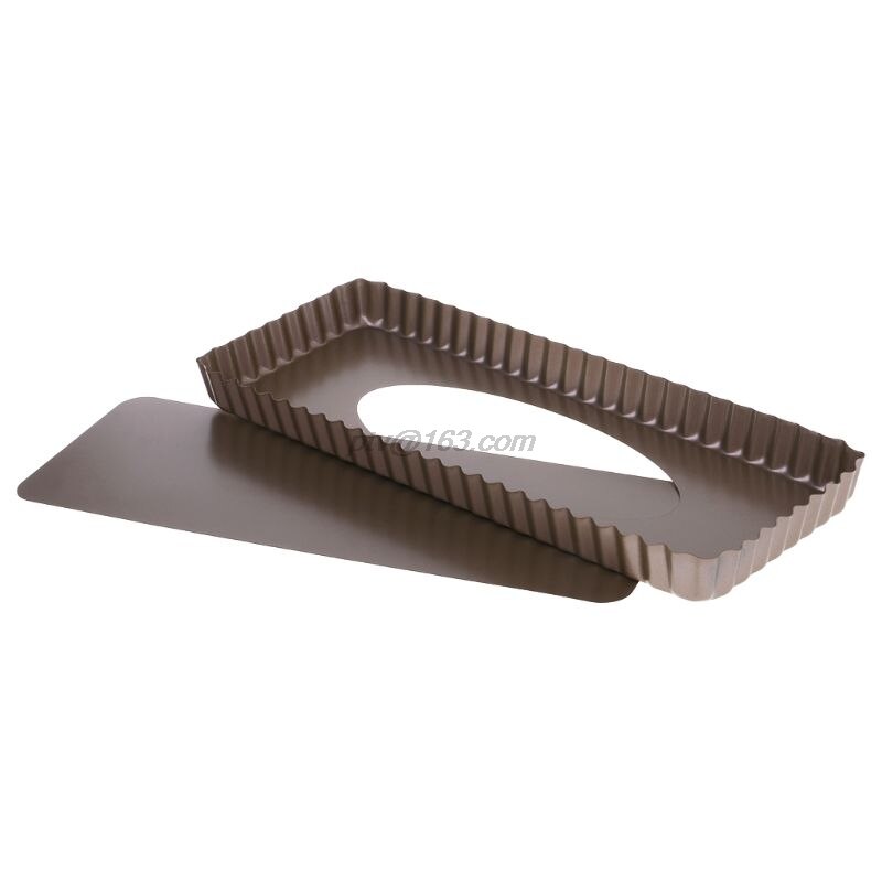 Fluted Pie Tart Pan Mold Baking Removable Bottom Nonstick Quiche Tools Rectangle