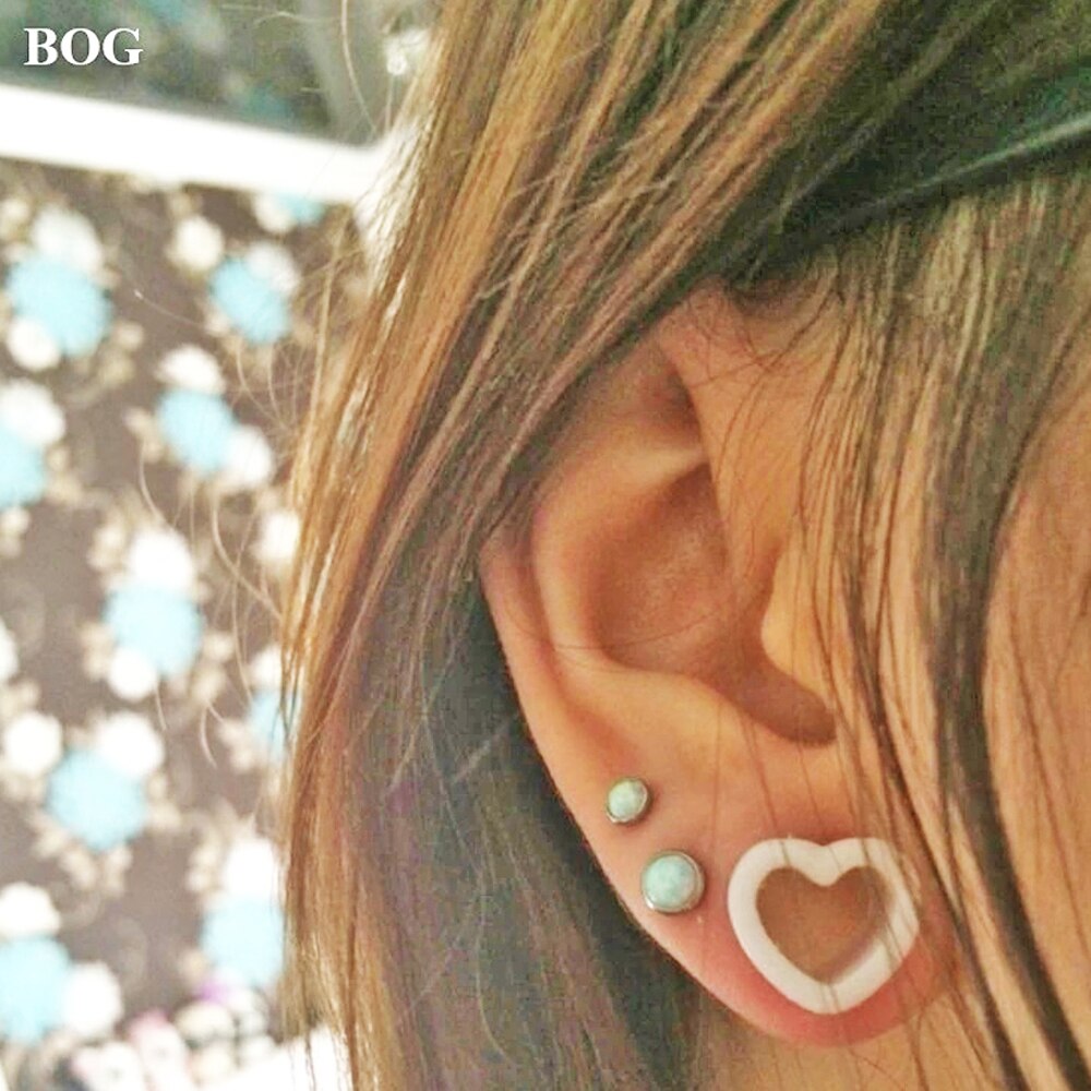 Paar Acryl Ear Plug Liefde Hart Tunnels Piercing Wit & Zwart & Bruin Flesh Tunnel Plug Body Piercing Brancard Expander oor Gauge