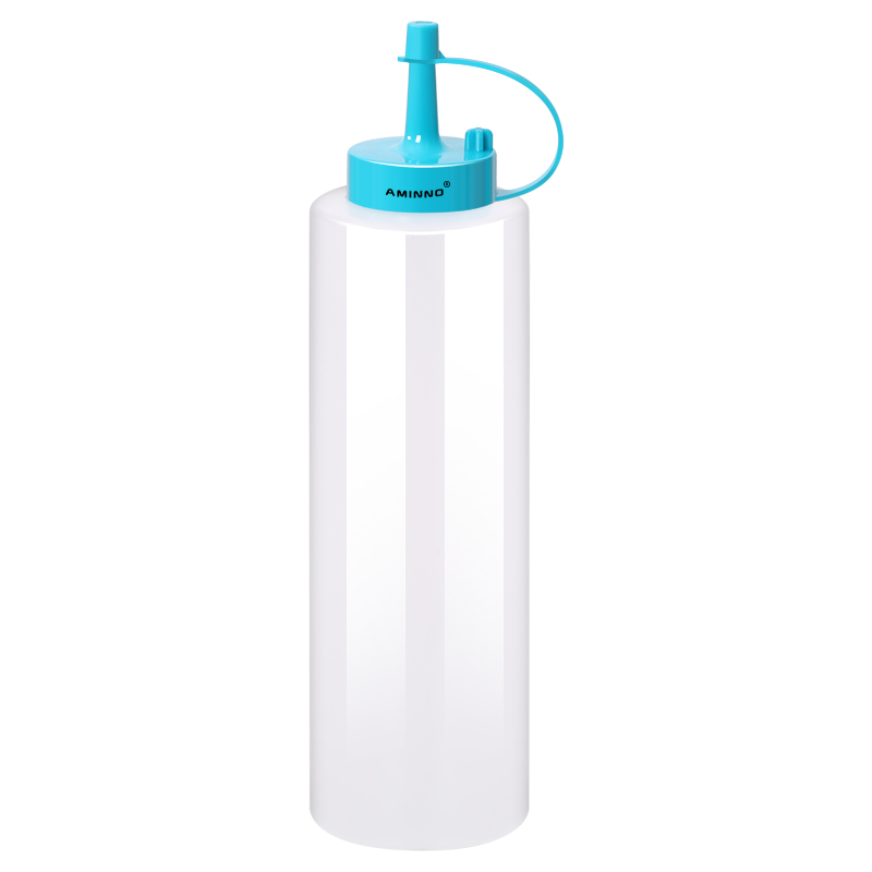 Aminno squeeze dispenser flaskor 400ml salladsdressing ketchup hälsosam pe plast kökskrydda verktyg: Blå 400ml