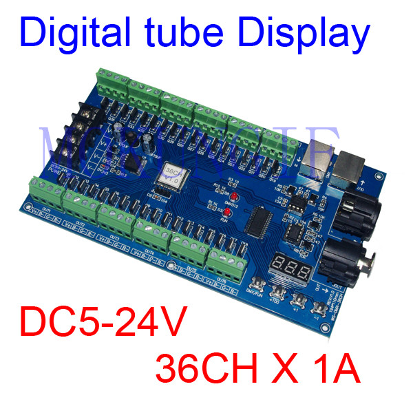 36CH DMX512 dimmer Controller,36 channel DMX decoder 13group RGB output,LED DMX512 Driver,MAX 3A XRL 3pin controller LED strip