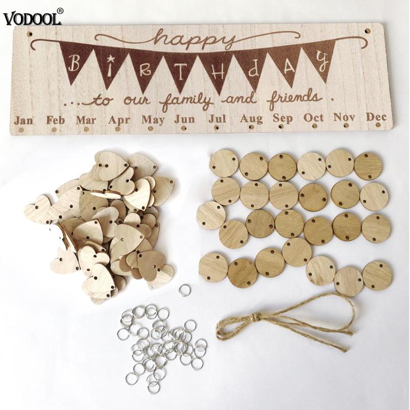 DIY Hout Kalender Ronde Liefde Platen Kalender Speciale Datum Verjaardag Muur Opknoping Teken Herinnering Schema Planner Data
