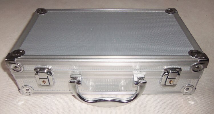 300*170*80Mm Toolbox Aluminium Gereedschapskist Draagbare Instrument Storage Case Met Spons Voering Handheld Slagvast koffer