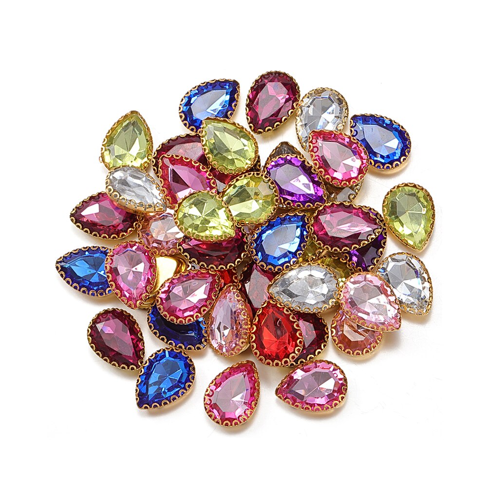 50 pçs 14x19mm gota forma cristal strass cabochon contas bezel remendo para diy jóias fazendo acessório artesanato artesanal material