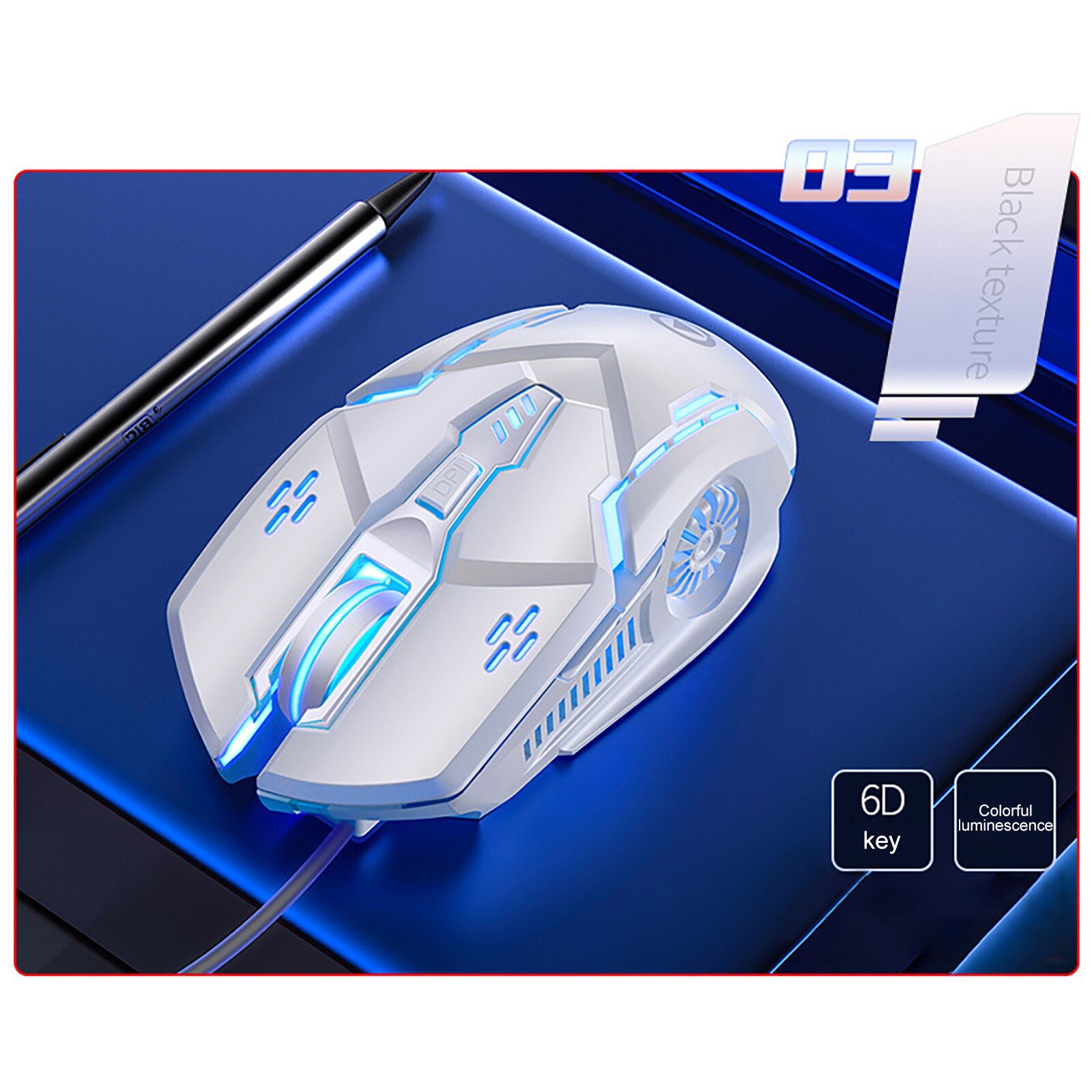 Wired Gaming Mouse 6D Colorful ED Breathing 3200 DPI Mute Mouse LED Backlight Game Gaming Mouse For PC Laptop Gamer