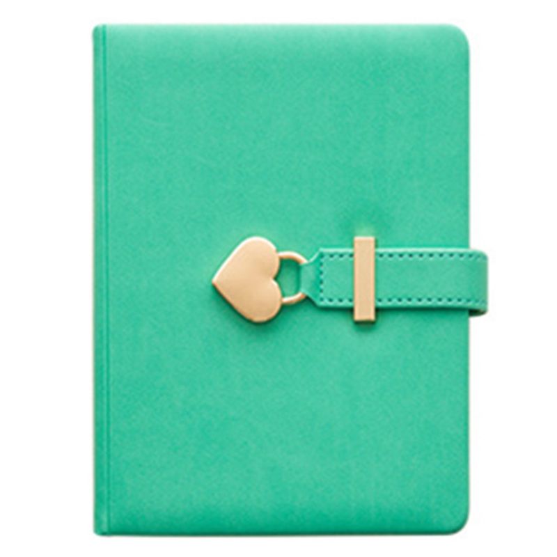 B6 Notebook Notepad Heart Lock Leather Cover Journal Diary Planner Stationery L41F: Green