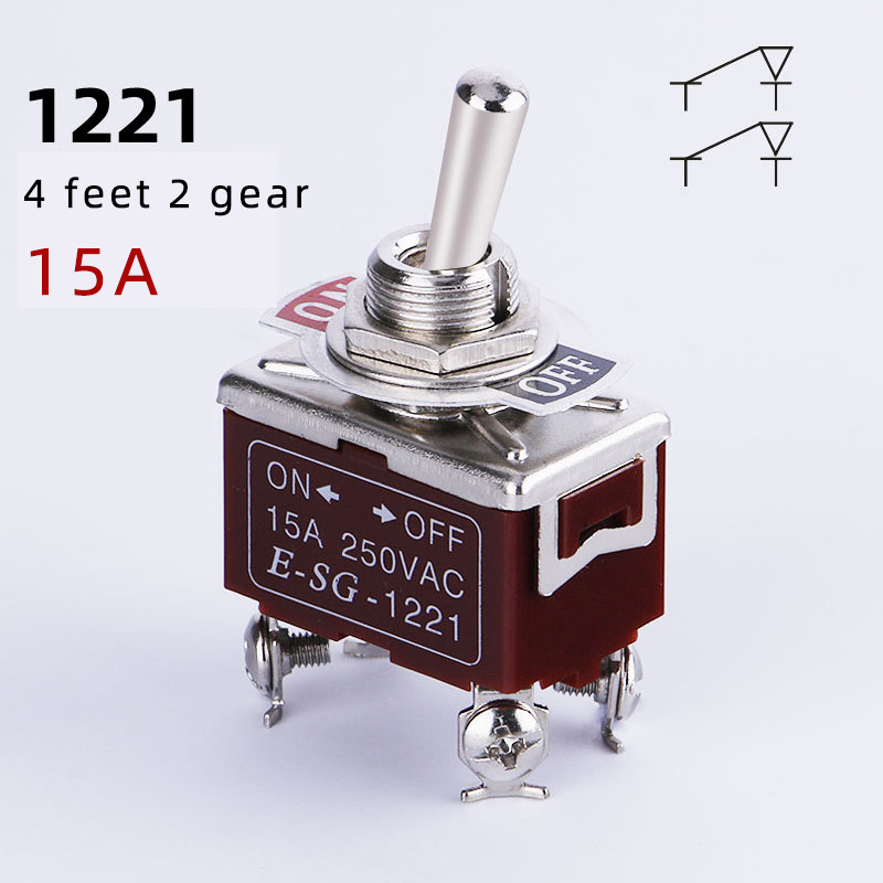 Toggle rocker toggle switch copper screw foot two 3 2/3 gear 6 foot E-SG1021/1121/1122/1221/1321 toggle switch 1322 15A 250V380V: Type4