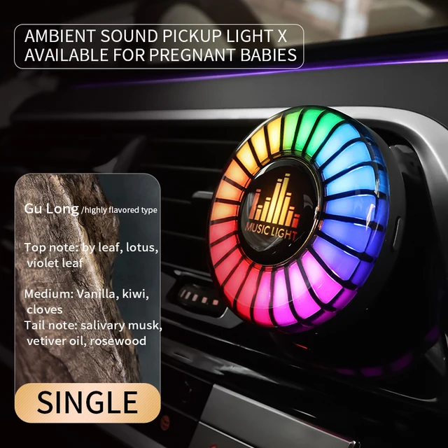 24 LED światło RGB kontrola dźwięku rytm głosu Ambient Pickup lampa dla dyfuzor samochodowy zacisk wentylacyjny odświeżacze powietrza kontrola aplikacji zapachowej: 8000 k biały niebieski