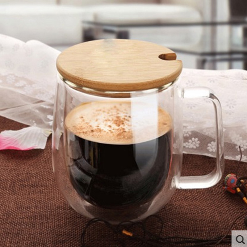 250 ml dubbele wand kopje thee koffie cups met handvat deksel