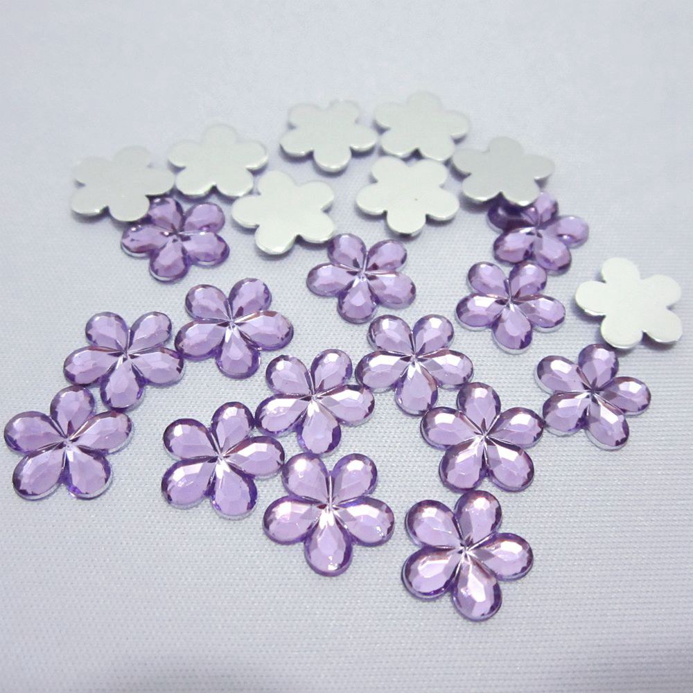 DIY 100 stks 10mm bloem Acryl plum blossom Plaksteen Plakboek Craft Bruiloft decoratie B01: Purple