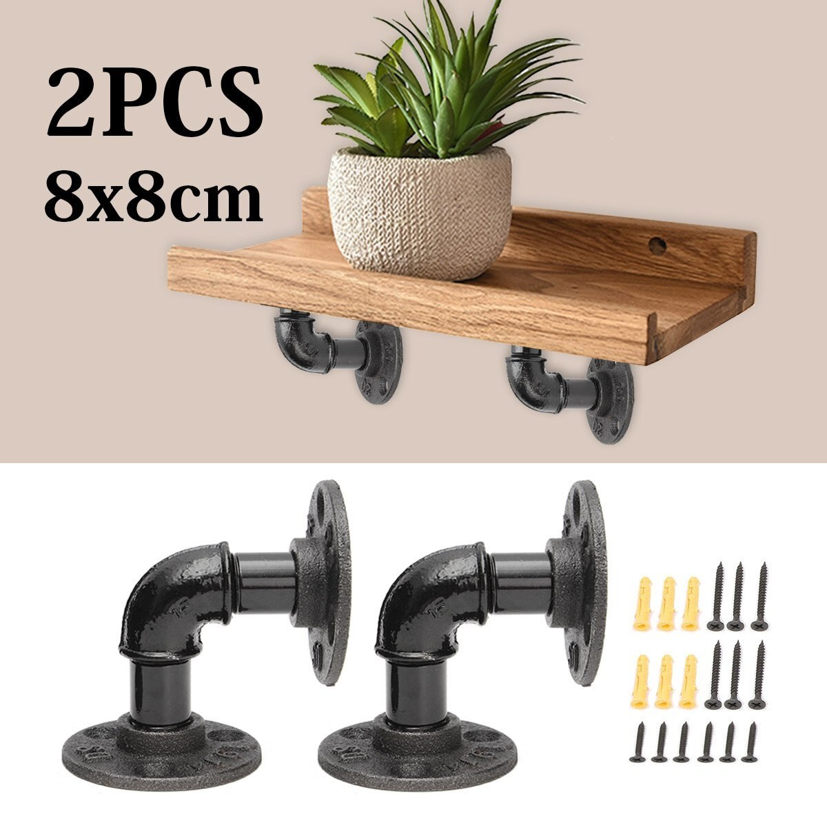 2Pcs Black Iron Industriële Pijp Plank Beugel Houder Rack L Beugel Vintage Retro Muur Drijvende Plank Home Decor Opslag houders