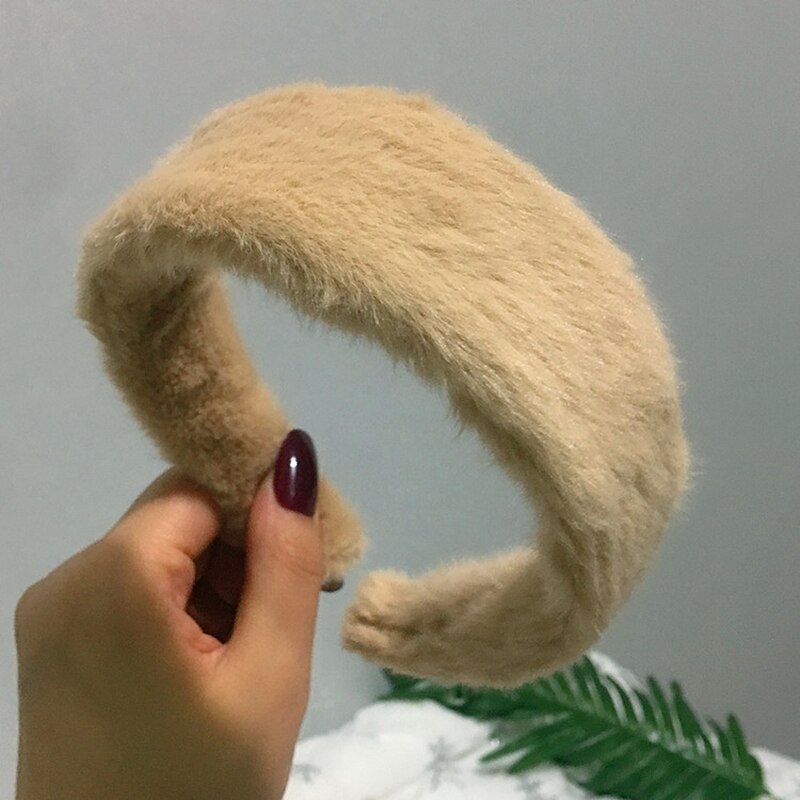 Diadema ancha de piel sintética para mujer: Caqui