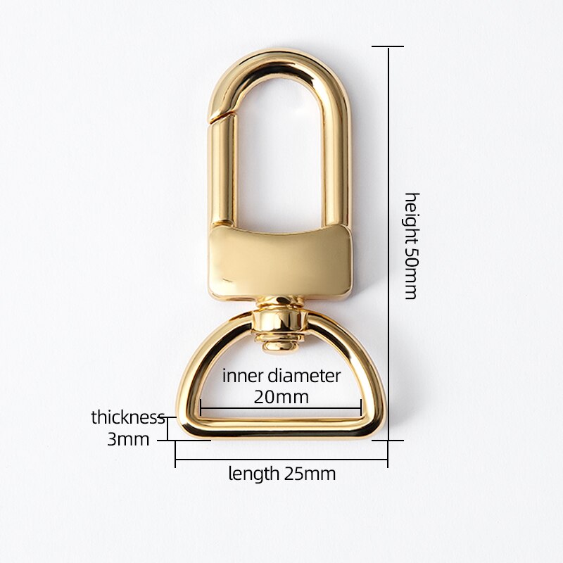 WUTA D Tail Hook Buckle D Ring Lobster Clasp Metal Roller Pin Buckle DIY Accessories for LV Bag Strap Belt Dog Collar 1 Piece: D Hook-Gold 20mm