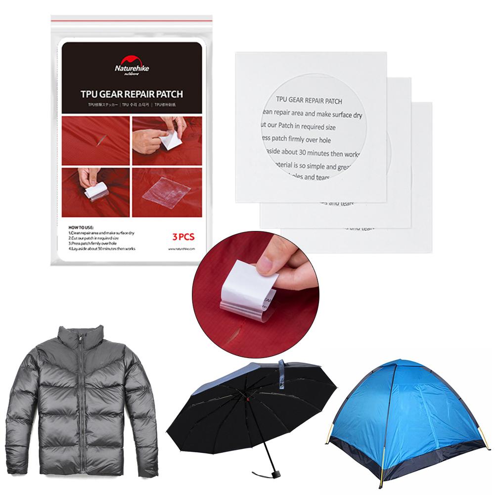 3 sztuk TPU wodoodporny przezroczysty namiot na zewnątrz kurtka taśma naprawcza skrawek samoprzylepne naklejki nylonowe tkaniny plastry akcesoria