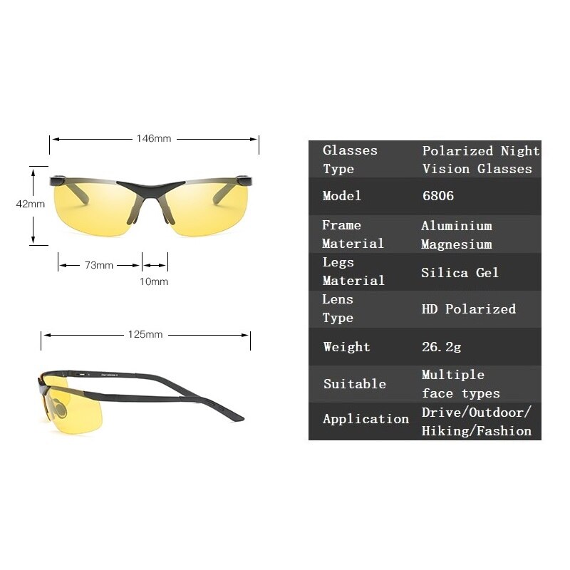 YSO-gafas de visión nocturna polarizadas para hombre, montura de aluminio y magnesio, gafas antideslumbrantes para conducción de coche, 6806