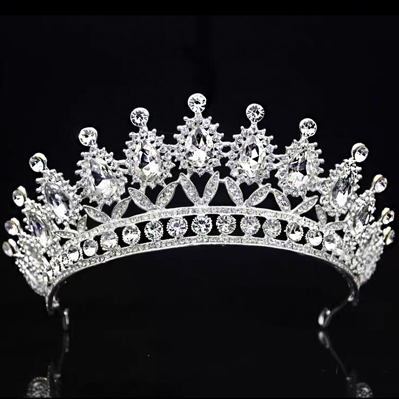 Tiaras de Quinceañera de cristal y coronas para desfile de mujeres, diadema de graduación, adornos para el cabello, accesorios de joyas para el pelo para boda: Plata