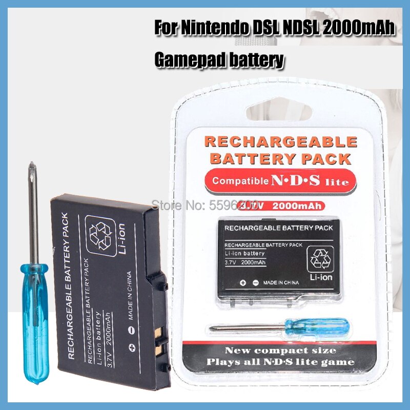 2000mAh 3.7V Rechargeable Lithium-ion Battery For Nintendo DS Lite Replacement Battery Pack With Mini Screwdriver for NDSL