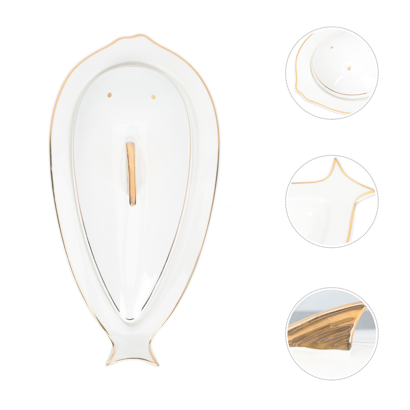 1 Set of Fish Tray Fish Tray with Lid Kitchen Supply Ceramics Seafood Dish for Kitchen Hotel Home