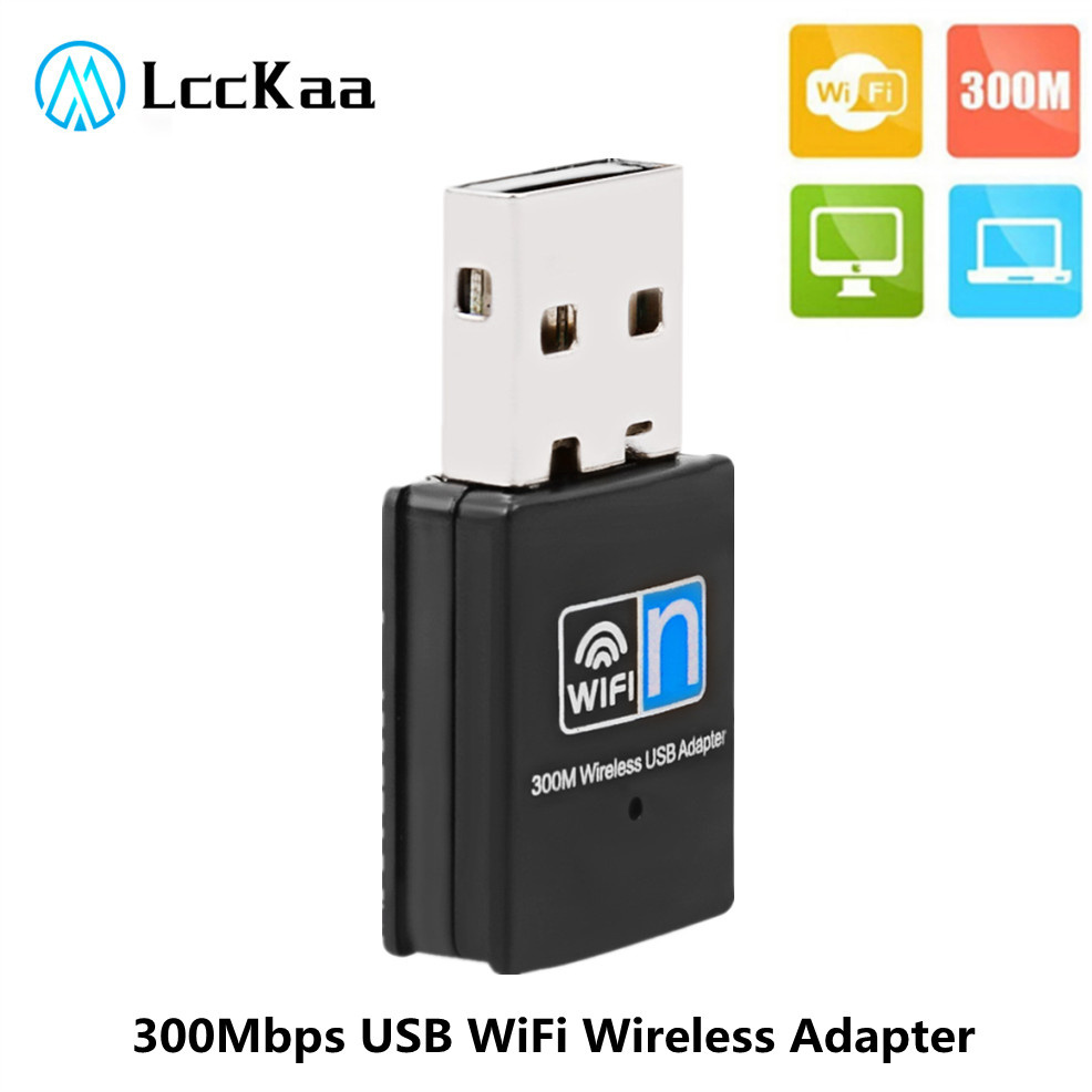 Adattatore WiFi USB LccKaa 300Mbps 2.4GHz USB 2.0 WiFi Dongle 802.11 n/g/b scheda di rete Wireless per Computer Desktop portatile