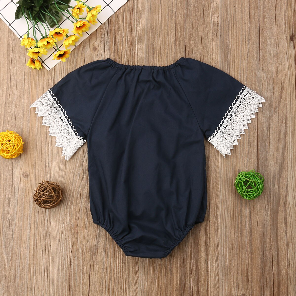 0-24M bebé niña niño body encaje Patchwork de flores manga corta sólido mono verano ropa Casual
