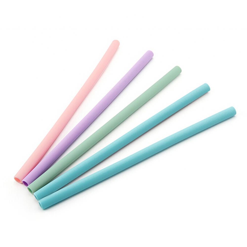 Tubo de pajita de silicona para beber, portátil, reutilizable, de viaje
