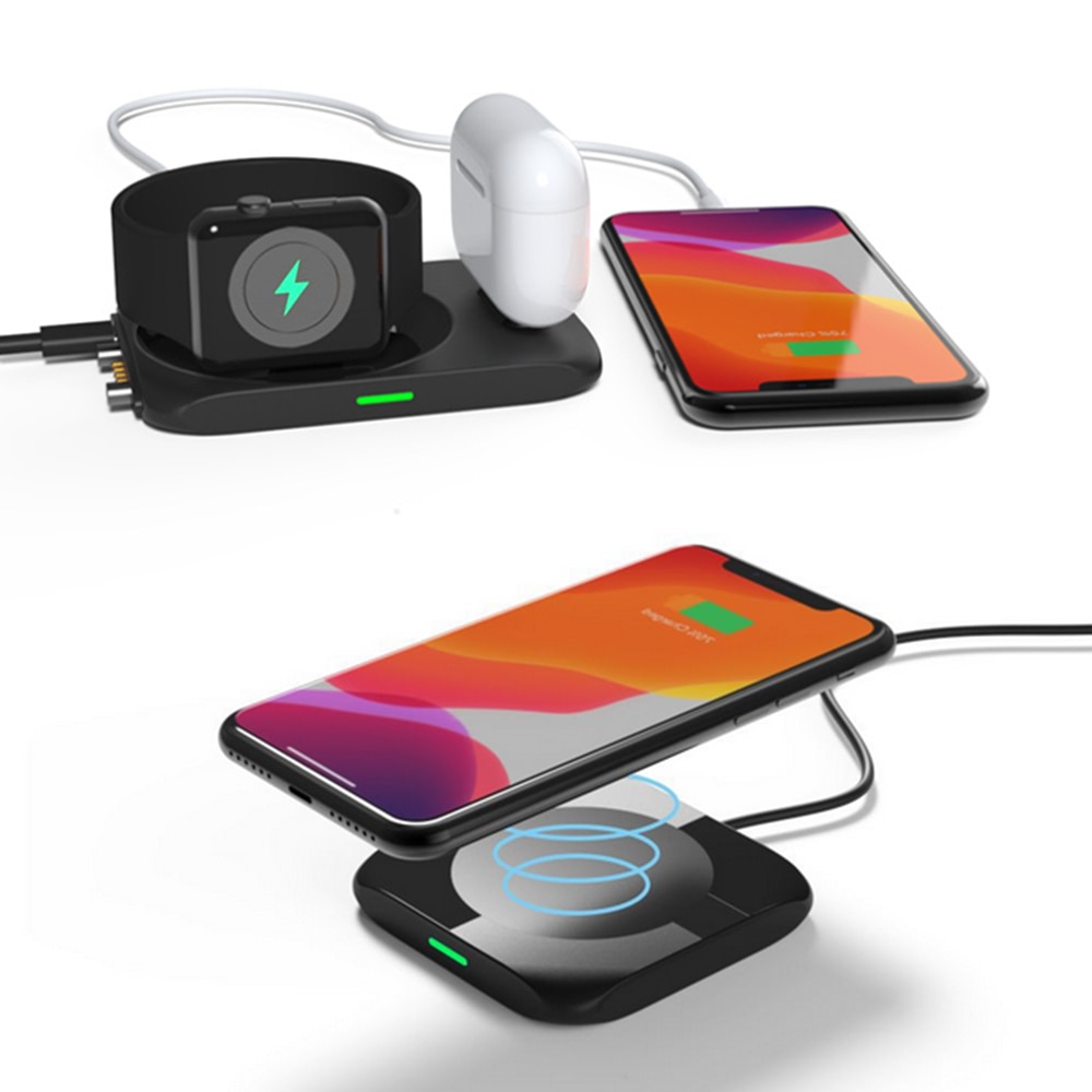 Mag Magnet Safe Qi Wireless Charging Dock Station For iPhone 11 12 Pro Max Apple i Watch Airpods/Pro Multiple Fast Charge Pad