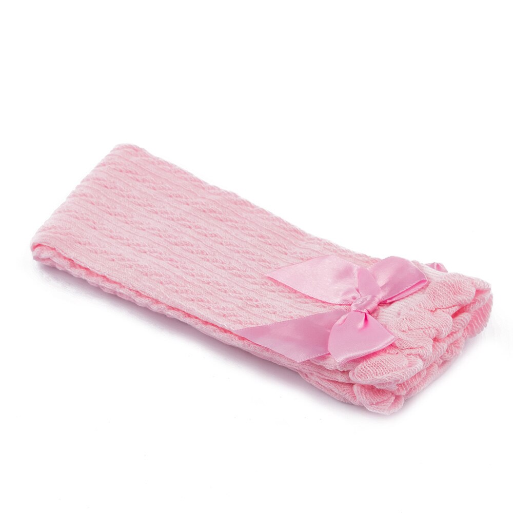 2021 Fashion Toddler Kid Baby Girl Knee High Long Socks Bow Cotton calze Casual calze da pavimento morbide per bambini: pink