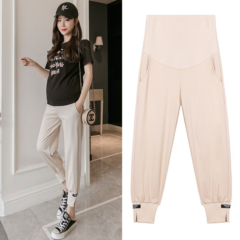 Pantalones de maternidad informales para embarazadas, ropa de primavera y verano, para levantar el vientre, prendas de chándal para mamá