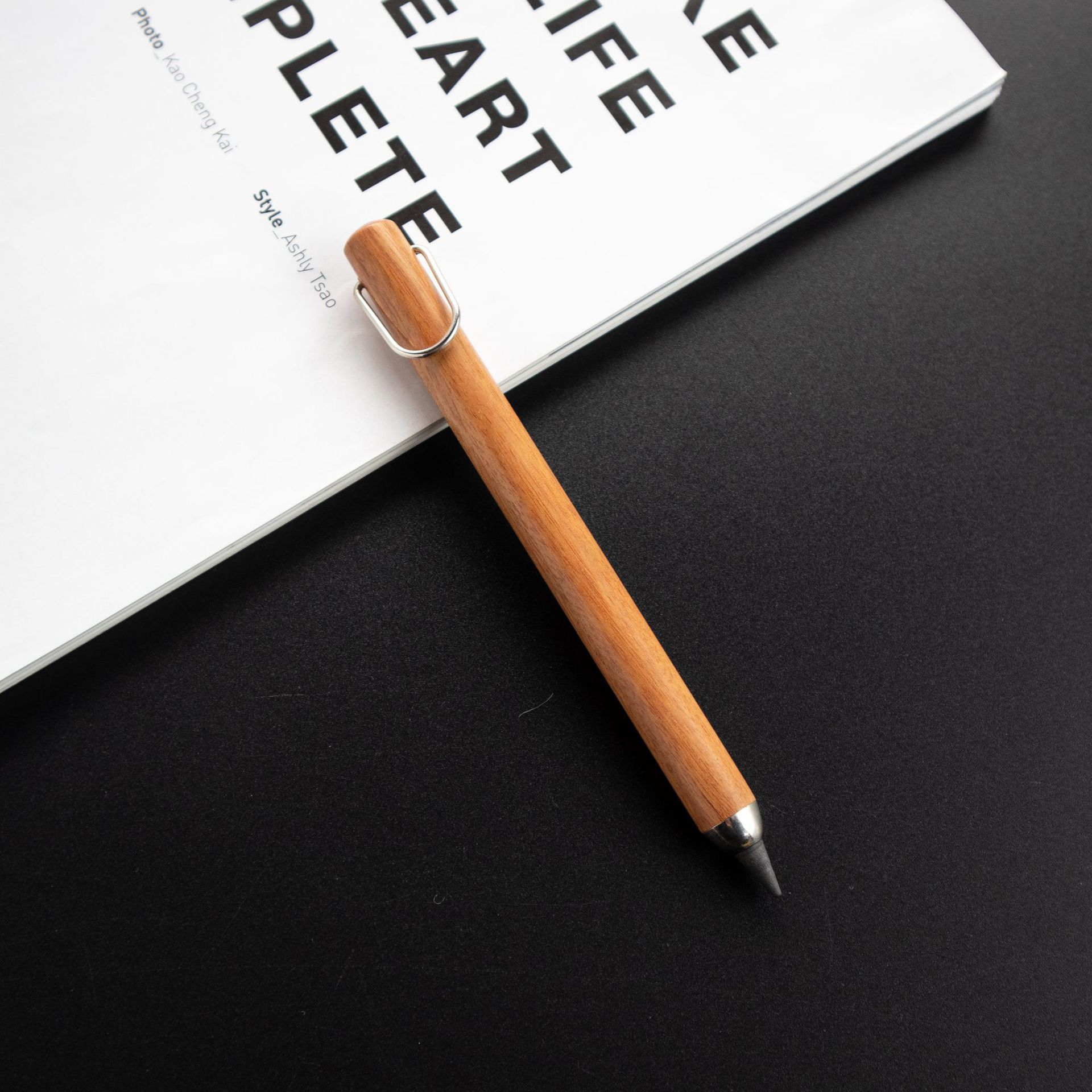 Noble Wooden Permanent Metal Pencil Never Old Not Need Ink Pen Not Finish Pen Stationery 3 Colors Office For School: Hongguibao 3319