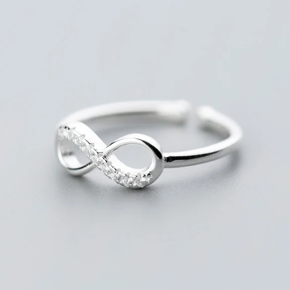 Ins Echt 925 Sterling Zilver Zirkoon Infinity Symbool Verstelbare Ring Voor Vrouwen Klassieke Fijne Sieraden Minimalistische Bijoux