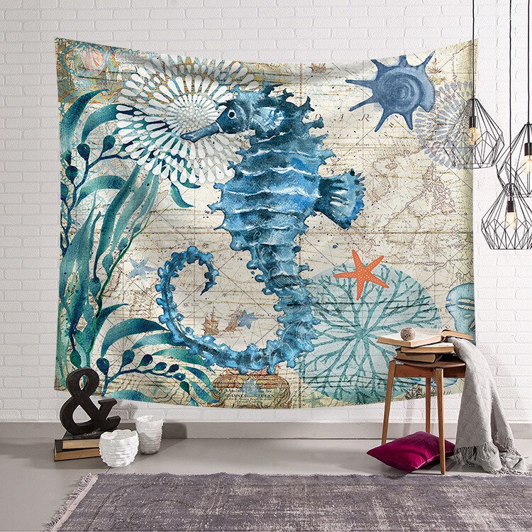 Mariene Organismen Muur Opknoping Deken Tapijt Strand Gooi Handdoek Thuis Decoratieve Schildpad Gedrukt Supersoft Wandtapijten Strand Mat