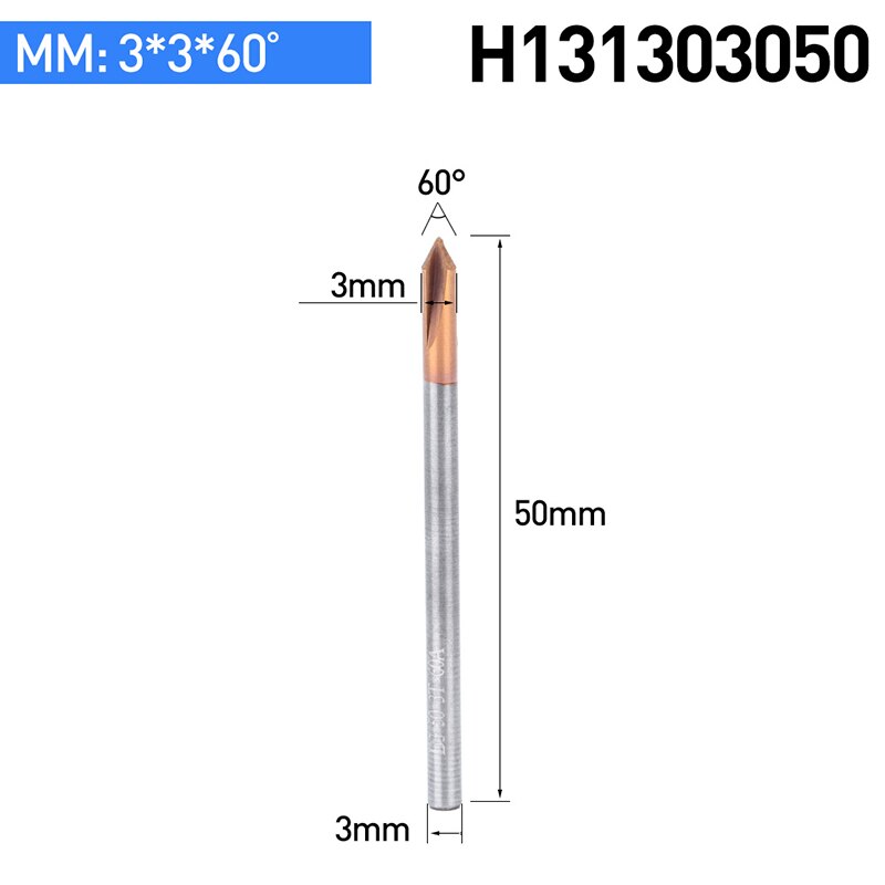 HUHAO 1PC Tungsten Carbide Straight Groove Chamfering Milling Cutter 60 /90 /120 Degrees CNC Tool For Engraving Machine End Mill: H131303050