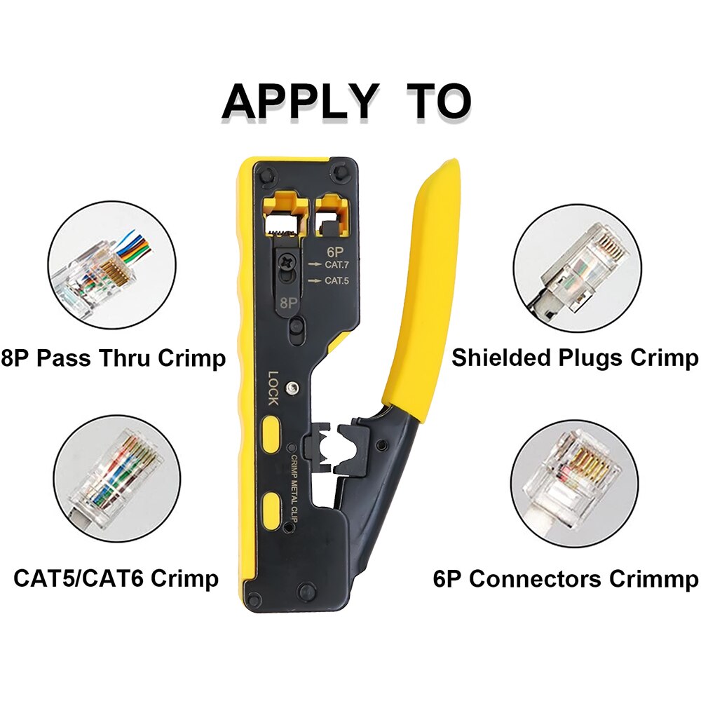 CAT5 CAT6 CAT7 Passeren Crimper Krimpgereedschap Voor Standaard RJ45 RJ12 RJ11 Connectors CAT6a Afgeschermde Modulaire Stekkers