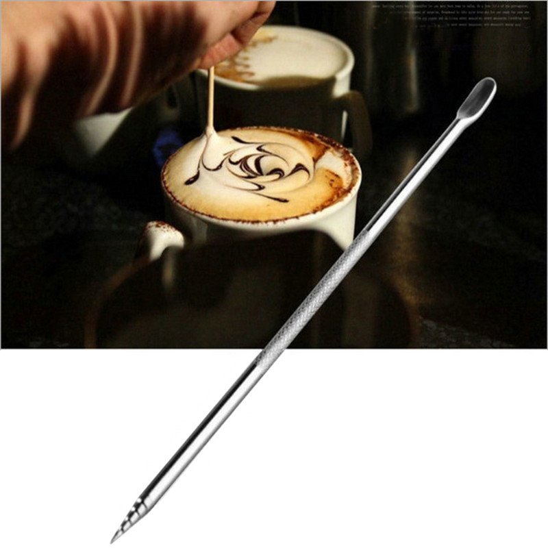 1PC Koffie Latte Foam Art Pen Naald Spatel roestvrije Barista Tool Koffie Latte Art Pen Tool LIXYMO