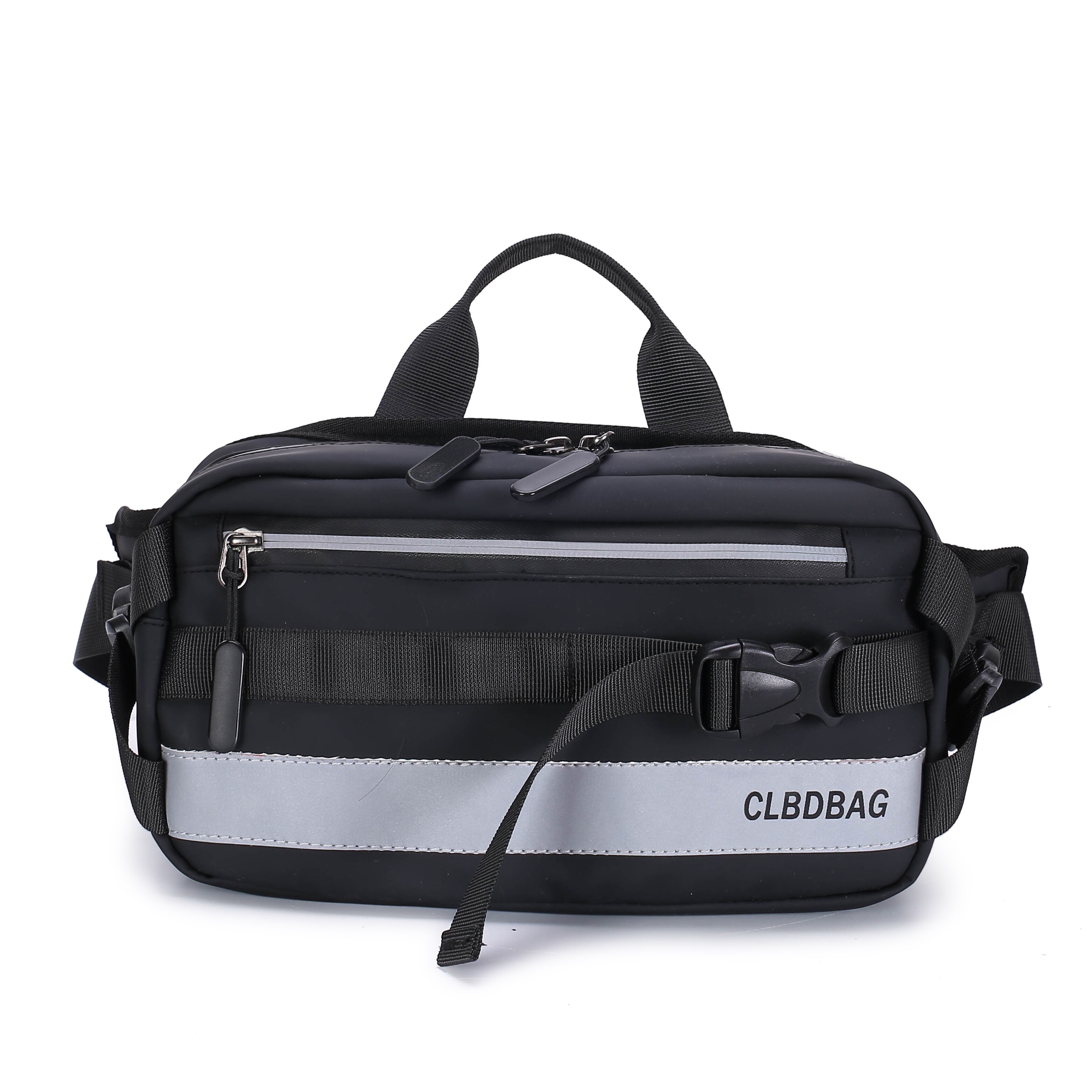 Reflektierende gürteltasche für damen, wasserdichte hüfttasche, herren-bauchtasche, reise-umhängetasche, brusttasche, unisex-hüfttasche: Schwarz