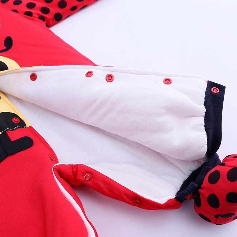 Peleles de invierno para bebés y niñas, mono de manga larga con capucha y botones, mono de vaca de dibujos animados, Mono para recién nacido, novedad de