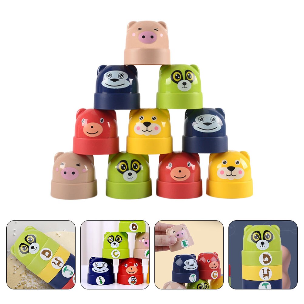 1 Set Children Cartoon DIY Stacking Games Colorful Block Stacking Toys