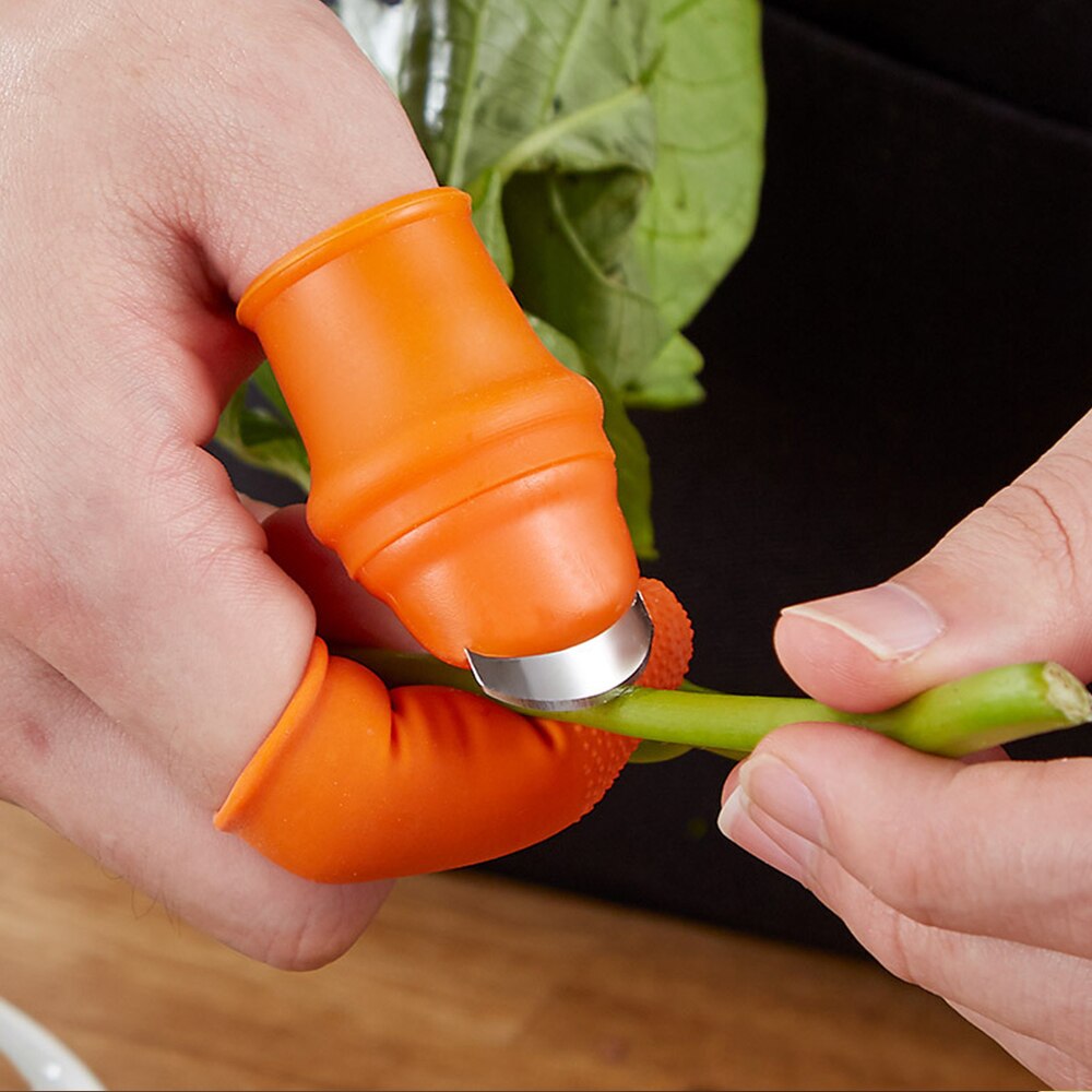 1 Set Siliconen Vinger Beschermer Met Mes Voor Fruit Groente Duim Mes Vinger Guard Keuken Gadgets Keuken Accessoires
