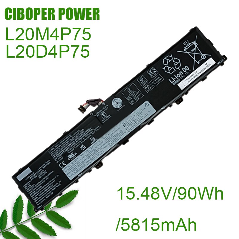 CP Genuine Laptop Battery L20D4P75, L20M4P75 15.48V/5815mAh/90Wh For P1 G4 Series 5B11B79217, 5B11B79218,SB11B79215, SB11B79216