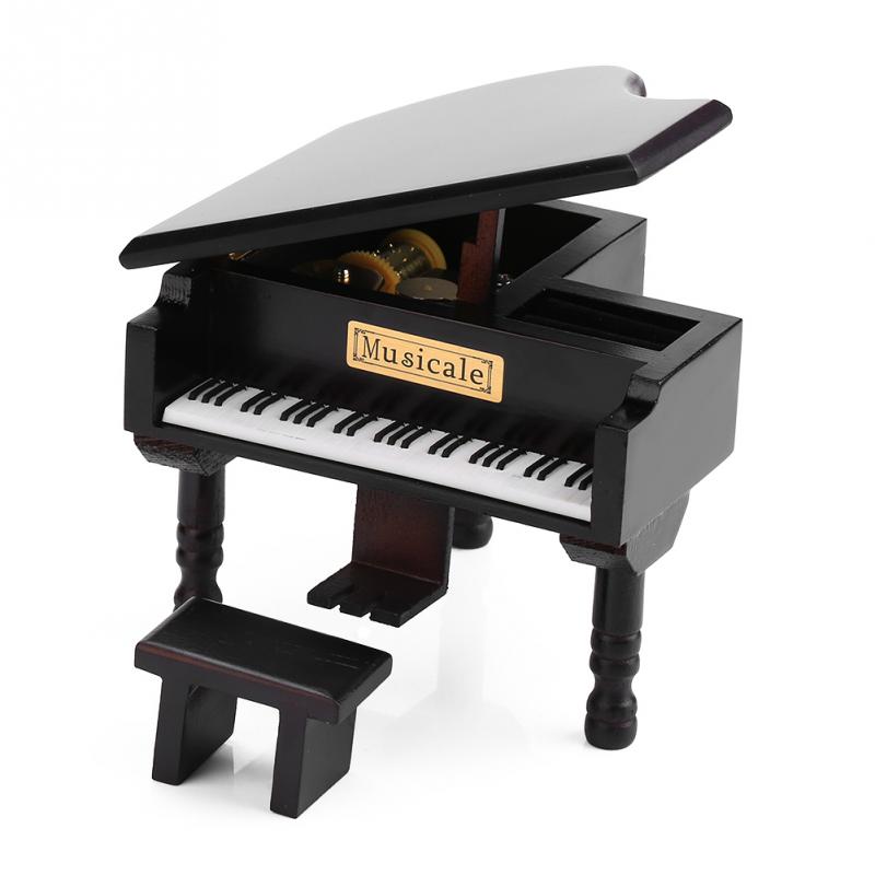 Wooden Piano Clockwork Music Box Vintage Box Weddi... – Grandado