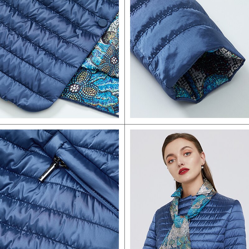 GASMAN-chaquetas cortas ajustadas de algodón liso para mujer, parka con cremallera y capucha, abrigos de plumas informales para Otoño e Invierno