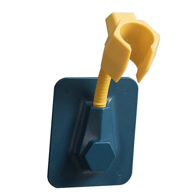 Justerbart brusehovedholder selvklæbende brusebeslag base badeværelse vægstativ brusehoved håndsæt badeværelse tilbehør: Blå gul
